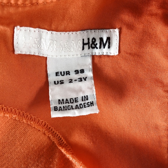 H&M 2-3 years orange cord dress with embroidery - Picture 9 of 9